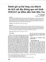 Đánh giá sự hài lòng của khách du lịch nội địa thông qua mô hình HOLSAT tại điểm đến tỉnh bến tre 