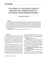 Tác động của đại dịch covid 19 đến kết quả kinh doanh của ngành du lịch tỉnh khánh hòa 