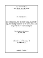 Khai thác giá trị hệ thống địa đạo trên địa bàn huyện phú ninh, tỉnh quảng nam phục vụ phát triển du lịch 1 
