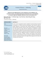 Ảnh hưởng của giá trị cảm nhận, gắn kết thương hiệu đến sự hài lòng và ý định mua lại của khách hàng trường hợp thương hiệu sản phẩm điện thoại di động tại thành phố hồ chí minh 