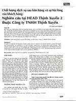 Chất lượng dịch vụ sau bán hàng và sự hài lòng của khách hàng nghiên cứu tại HEAD thịnh xuyến 2 thuộc công ty TNHH thịnh xuyến 