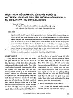Thực trạng về chăm sóc sức khoẻ người mẹ và trẻ em, sức khoẻ sinh sản, phòng chống HIV AIDS tại chi lăng và hữu lũng, lạng sơn 