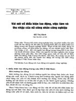 Vài nét về điều kiện lao động, việc làm và thu nhập của nữ công nhân công nghiệp 