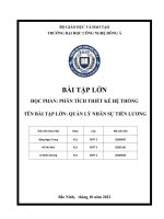 BÀI TẬP LỚN HỌC PHẦN PHÂN TÍCH THIẾT KẾ HỆ THỐNG BÀI TẬP LỚN QUẢN LÝ NHÂN SỰ TIỀN LƯƠNG