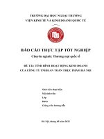 ĐỀ TÀI TÌNH HÌNH HOẠT ĐỘNG KINH DOANH CỦA CÔNG TY TNHH AN TOÀN THỰC PHẨM HÀ NỘI