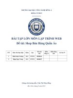 BÀI TẬP LỚN MÔN LẬP TRÌNH WEB Đề tài Shop Bán Hàng Quần Áo