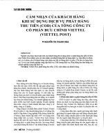 Cảm nhận của khách hàng khi sử dụng dịch vụ phát hàng thu tiền (COD) của tổng công ty cổ phần bưu chính viettel (VIETTEL POST 