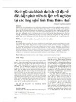 Đánh giá của khách du lịch nội địa về điều kiện phát triển du lịch trải nghiệm tại các làng nghề tỉnh thừa thiên huế 