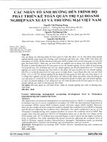 Các nhân tố ảnh hưởng đến trình độ phát triển kế toán quản trị tại doanh nghiệp sản xuất và thương mại việt nam 
