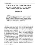 Các nhân tố ảnh hưởng đến chỉ số sản xuất công nghiệp việt nam  phân tích sử dụng mô hình VECM 