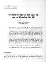 Khả năng tiếp cận các dịch vụ xã hội của lao động di cư ở hà nội 