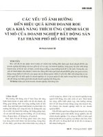 Các yếu tố ảnh hưởng đến hiệu quả kinh doanh ROE qua khả năng thích ứng chính sách vĩ mô của doanh nghiệp bất động sản tại thành phố hồ chí minh