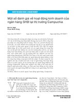 Một số đánh giá về hoạt động kinh doanh của ngân hàng SHB tại thị trường Campuchia