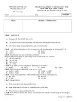 Mẫu trình bày đề thi trắc nghiệm (Áp dụng cho các môn Lý, Hóa, Sinh) TRƯỜNG THCS LÊ LỢI ĐỀ KIỂM TRA 1 TIẾT – NĂM HỌC 2019 2020 MÔN SINH HỌC LỚP 9