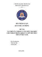 VAI TRÒ CỦA NSDLĐ VÀ TỔ CHỨC ĐẠI DIỆN CHO NSDLĐ TRONG QHLĐ VÀ LIÊN HỆ THỰC TIỄN Ở VIỆT NAM.