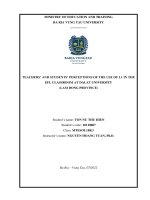 Teachers'' and students'' perceptions of the use of L1 in the EFL classroom at Dalat University (Lam Dong Province)