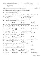  Mẫu trình bày đề thi trắc nghiệm: (Áp dụng cho các môn Lý, Hóa, Sinh)