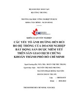 Các yếu tố ảnh hưởng đến rủi ro hệ thống của doanh nghiệp bất động sản được niêm yết trên sàn giao dịch chứng khoán TP. Hồ Chí Minh.pdf