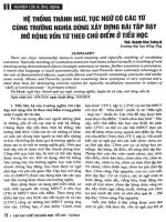 Hệ thống thành ngữ, tục ngữ có các từ cũng trường nghĩa xây dựng bài tập dạy mở rộng vốn từ theo chủ điểm ở tiểu học