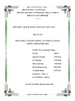 MÔN HỌC LỊCH SỬ ĐẢNG CỘNG SẢN VIỆT NAM TIỂU LUẬN NHẬN THỨC VỀ QUỐC PHÒNG, AN NINH CỦA ĐẢNG TRONG THỜI KÌ ĐỔI MỚI