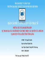 NHỮNG YẾU TỐ ẢNH HƯỞNG ĐẾN SỰ THAM GIA CỦA NGƯỜI DÂN VÀO THỰC HIỆN CÁC QUYỀN CỦA TRẺ EM TẠI HUYỆN VŨNG LIÊM TỈNH VĨNH LONG