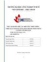 THỰC HÀNH HÓA HỌC CÁC HỢP CHẤT THIÊN NHIÊN CHIẾT XUẤT TINH DẦU GỪNG BẰNG PHƯƠNG PHÁP CHƯNG CẤT LÔI CUỐN HƠI NƯỚC