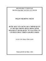 Bước đầu xây dựng quy trình quản lý rủi ro trong hoạt động kinh doanh lữ hành quốc tế tại công ty Cổ phần phát triển Golden Smile.pdf
