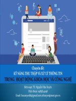 Chuyên đề KỸ NĂNG THU THẬP VÀ XỬ LÝ THÔNG TIN TRONG HOẠT ĐỘNG KHOA HỌC VÀ CÔNG NGHỆ