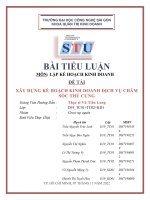 TIỂU LUẬN ĐỀ TÀI XÂY DỰNG KẾ HOẠCH KINH DOANH DỊCH VỤ CHĂM SÓC THÚ CƯNG