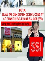 ĐỀ TÀI: QUẢN TRỊ KINH DOANH DỊCH VỤ CÔNG TY CỔ PHẦN CHỨNG KHOÁN SÀI GÒN (SSI) Giảng viên: Th.s Nguyễn Công Dũng