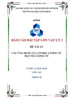 BÁO CÁO BÀI TẬP LỚN VẬT LÝ 2 ĐỀ TÀI CÁC ỨNG DỤNG CỦA CƠ HỌC LƯỢNG TỬ MẬT MÃ LƯỢNG TỬ