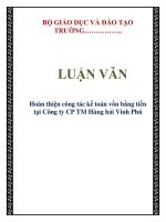 Hoàn thiện công tác kế toán vốn bằng tiền