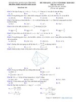 de khao sat toan 12 lan 3 nam 2020 2021 truong nguyen viet xuan vinh phuc