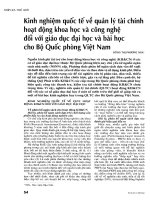 Kinh nghiệm quốc tế về quản lý tài chính hoạt động khoa học và công nghệ đối với giáo dục đại học và bài học cho bộ quốc phòng việt nam