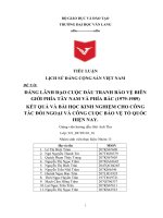 ĐẢNG LÃNH ĐẠO CUỘC ĐẤU TRANH BẢO VỆ BIÊN GIỚI PHÍA TÂY NAM VÀ PHÍA BẮC (1979-1989) KẾT QUẢ VÀ BÀI HỌC KINH NGHIỆM CHO CÔNG TÁC ĐỐI NGOẠI VÀ CÔNG CUỘC BẢO VỆ TỔ QUỐC HIỆN NAY