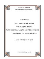 Phát triển du lịch Mice với đa dạng hóa và nâng cao chất lượng sản phẩm du lịch tại công ty Vin Tours & Events.pdf