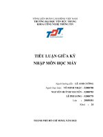 TIỂU LUẬN GIỮA KỲ NHẬP MÔN HỌC MÁY
