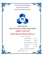 BÀI tập lớn QUẢN lý CHẤT LƯỢNG THỰC PHẨM THIẾT lập GAP CHO TRANG TRẠI NUÔI cá