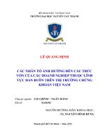Các nhân tố ảnh hưởng đến cấu trúc vốn của các doanh nghiệp thuộc lĩnh vực bán buôn trên thị trường chứng khoán Việt Nam.pdf