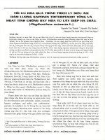 Tối ưu hóa quá trình trích ly siêu âm hàm lượng saponin triterpenoit tổng và hoạt tính chống oxy hóa từ cây diệp hạ châu (phyllanthus urinaria l )