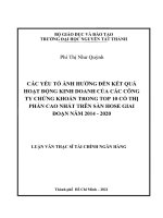 Các yếu tố ảnh hưởng đến kết quả hoạt động kinh doanh của các công ty chứng khoán trong Top 10 có thị phần cao nhất trên sàn Hose giai đoạn năm 2014 - 2020.pdf