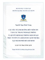 Các yếu tố ảnh hưởng đến niềm tin vào các trang web đặt phòng và quyết định đặt phòng khách sạn trực tuyến của khách du lịch nội địa tại Thành phố Hồ Chí Minh.pdf