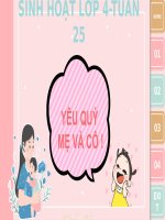 Sinh hoạt lop tuần 25 chủ đề yêu quy mẹ và cô