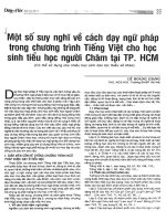 Một số suy nghĩ về cách dạy ngữ pháp trong chương trình tiếng việt cho học sinh tiểu học người chăm tại TP  HCM