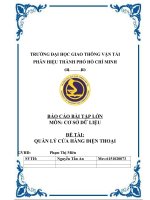 BÁO CÁO BÀI TẬP LỚN MÔN CƠ SỞ DỮ LIỆU ĐỀ TÀI QUẢN LÝ CỬA HÀNG ĐIỆN THOẠI