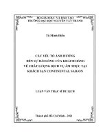 Các yếu tố ảnh hưởng đến sự hài lòng của khách hàng về chất lượng dịch vụ ẩm thực tại khách sạn Continental Saigon.pdf