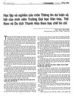 Học tập và nghiên cứu môn thông tin dư luận xã hội của sinh viên trường đại học văn hoá, thể thao và du lịch thanh hoá theo học chế tín chỉ