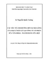 Các yếu tố ảnh hưởng sự hài lòng của đại lý bán lẻ tại công ty Cổ phần sữa Vinamilk - Ngành hàng sữa bột.pdf