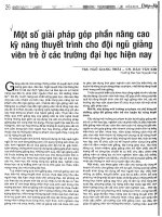 Một số giải pháp góp phần nâng cao kỹ năng thuyết trình cho đội ngũ giảng viên trẻ ở các trường đại học hiện nay