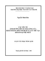 Các yếu tố ảnh hưởng đến sự hài lòng của khách hàng đối với dịch vụ lưu trú tại khách sạn Đệ Nhất.pdf